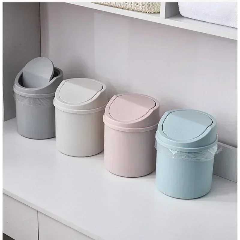 NEW 1Pcs Mini Desktop Bin Trash Can Garbage Can Clean Workspace Trash Can Tube with Cover Bedroom Box Home Desk C251120