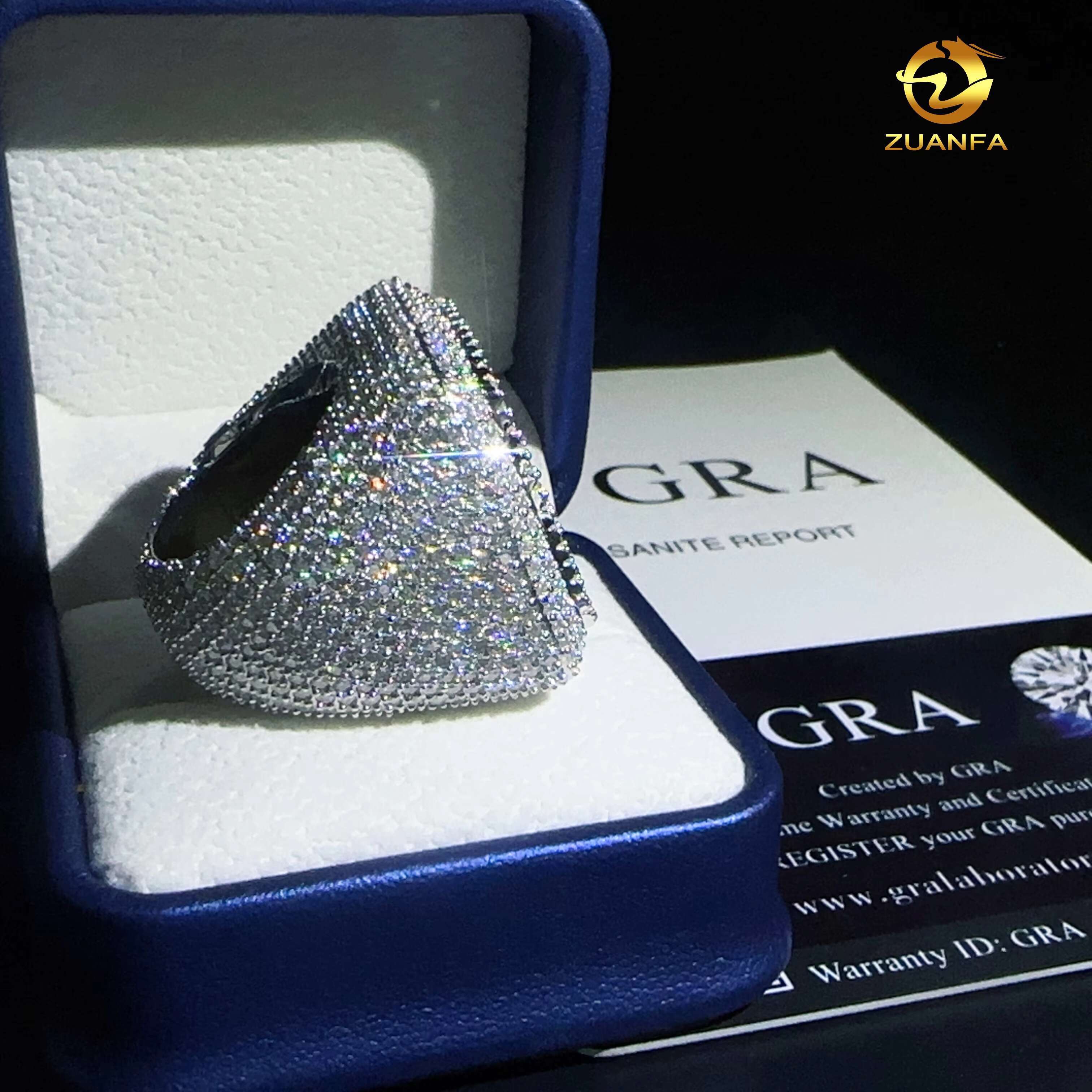 Luxury Silver Mens Rings 925 Hip Hop Style Big square Rings Moissanite Engagement Rings