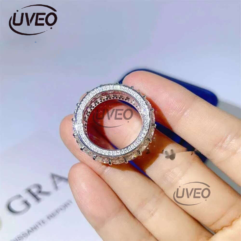Pass Dia Tester Mens Ring Sier White Gold Moissanite Eternity Iced Out Hip Hop Rings