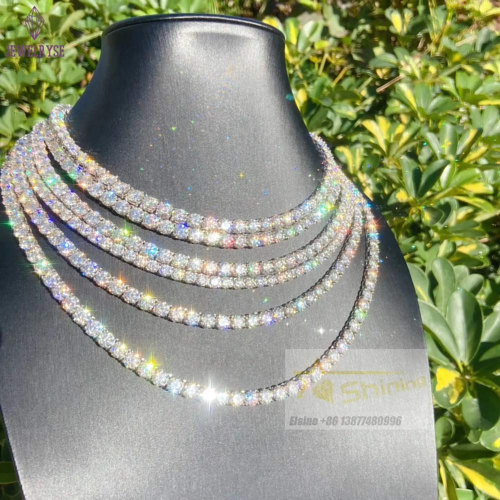 moissanite bracelet necklace tennis chain Hip Hop necklace fashion Jewelry Pass Diamond Tester 4mm vvs moissanite iced out cuban chain for men women