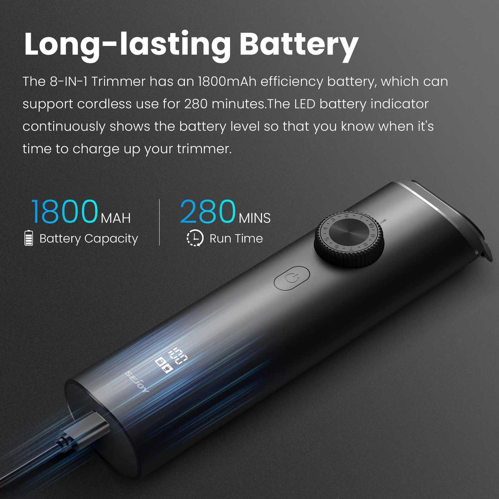 Sejoy Electric Hair Trimmer for men 3 in 1 Shaver Razor Cordless Hair Clipper Rechargeable Nose Hair Trimmer with LED DisplayT251120