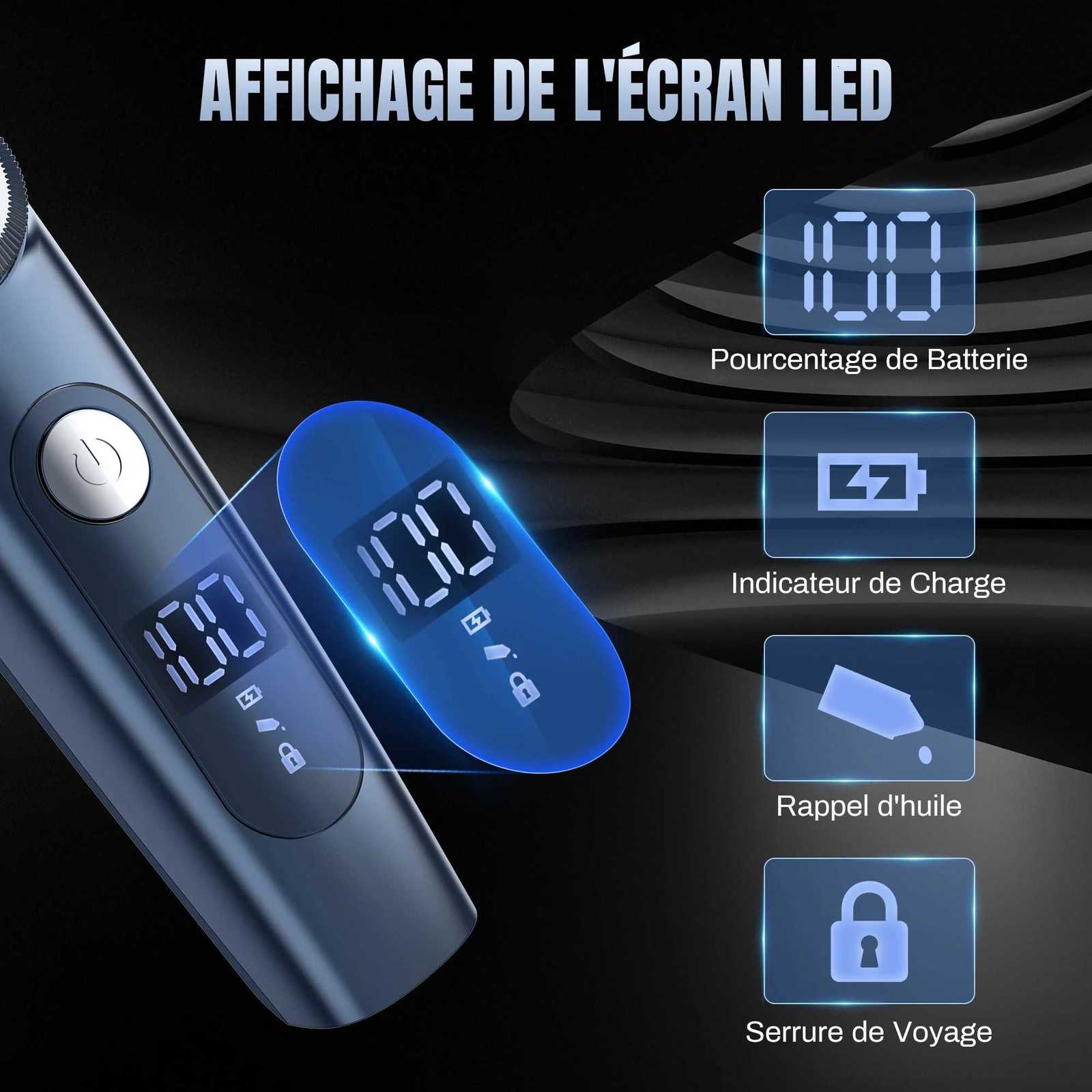 Professional Electric Hair Clipper Men Cordless Hair Trimmer Rechargeable LED Display IPX7 Adjustable Speed Hair Cutting MachineT251120