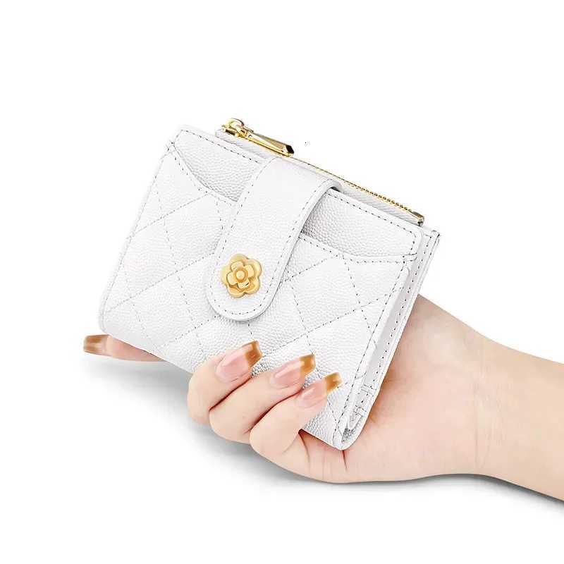 Leather purse ladies small fragrance new womens purse short card bag advanced sense zipper bag zero wallet card bagW251120