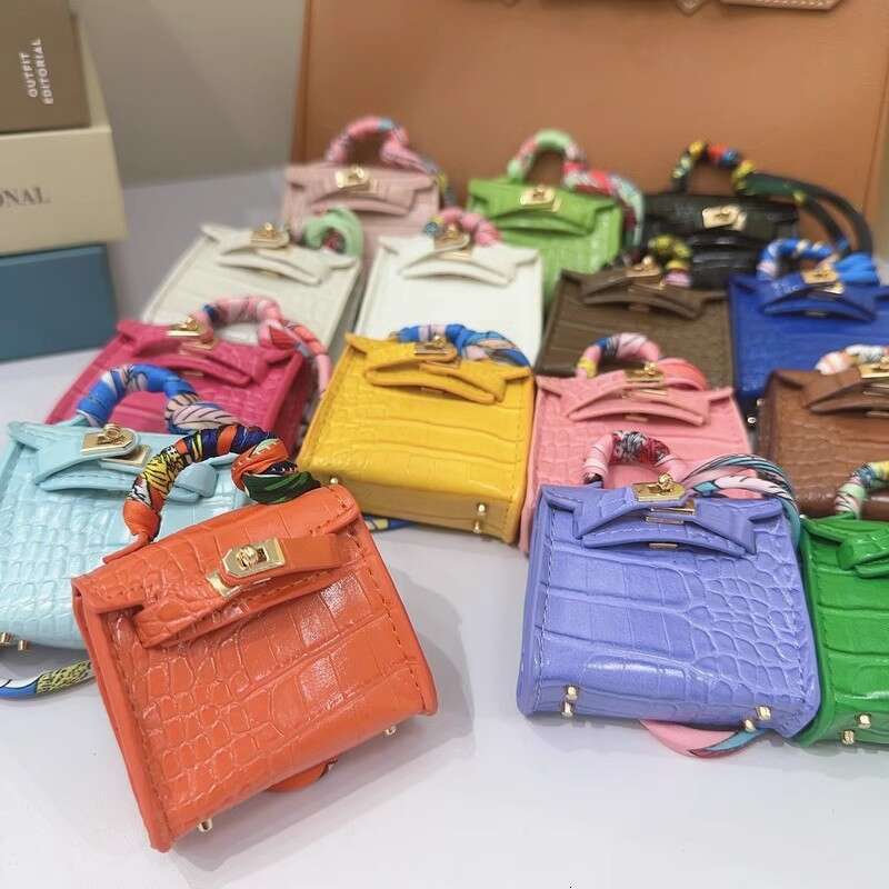 Mini Kelly Crocodile Pattern Leather Cute Miniature Bag Charm High-end Keychain Car Pendant