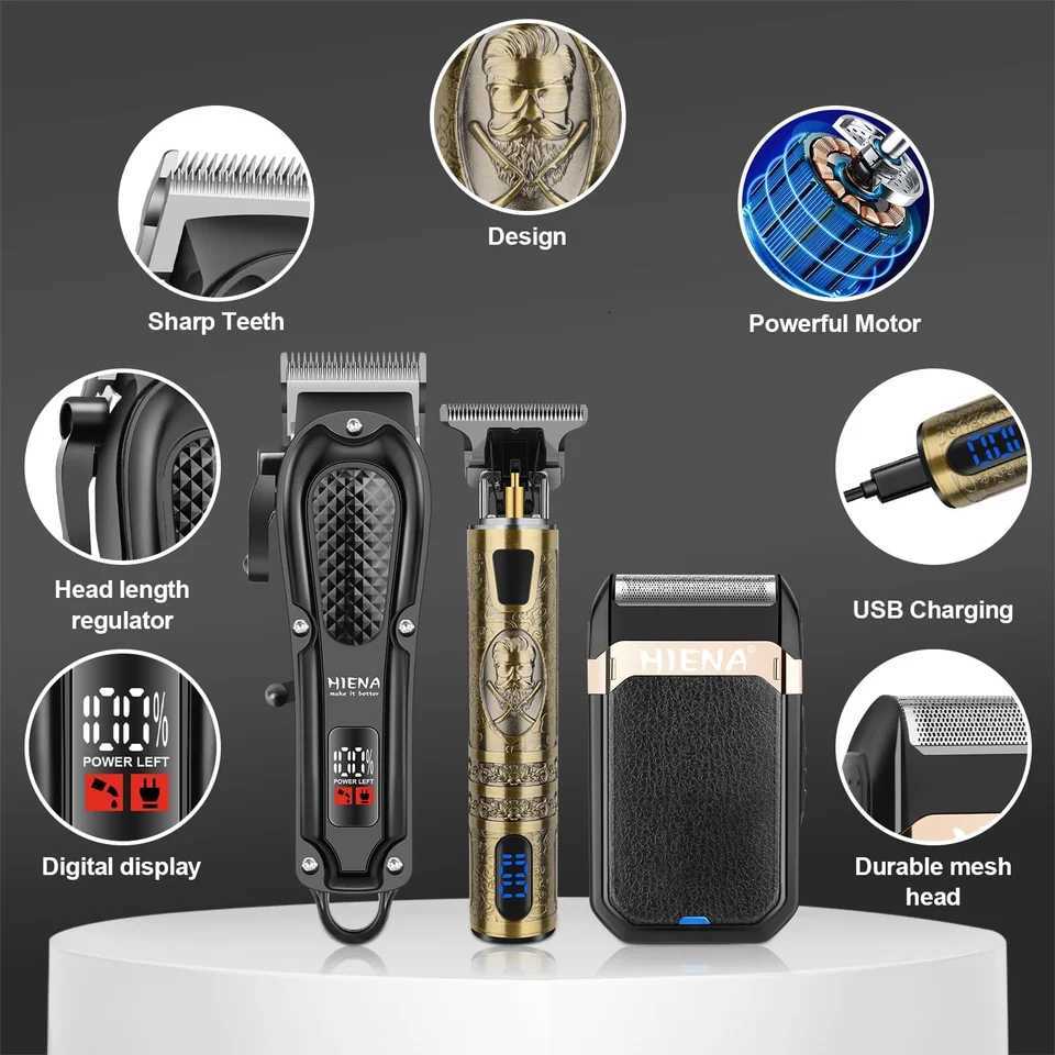 Professional Hair Clippers for Men Cordless Hair Clipper for Hair Cutting Kit 3-in-1 LED Haircut Set with Foil ShaverT251120