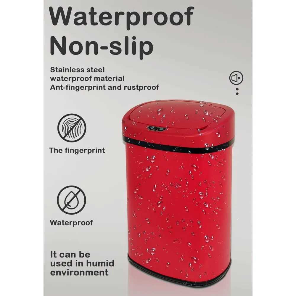 large 13-gallon stainless steel kitchen trash can with motion sensor and touchless operation C251120