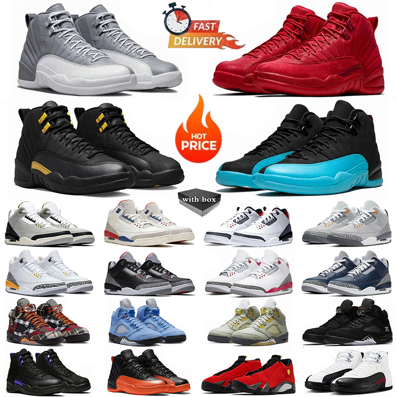 Luxury 5s 12s Basketball Shoes 3s Sneakers Trainers Black Cement Cardinal Red Dark Iris Fire Red Mocha Mens Designer Shoes Outdoors Sports Trainers With box