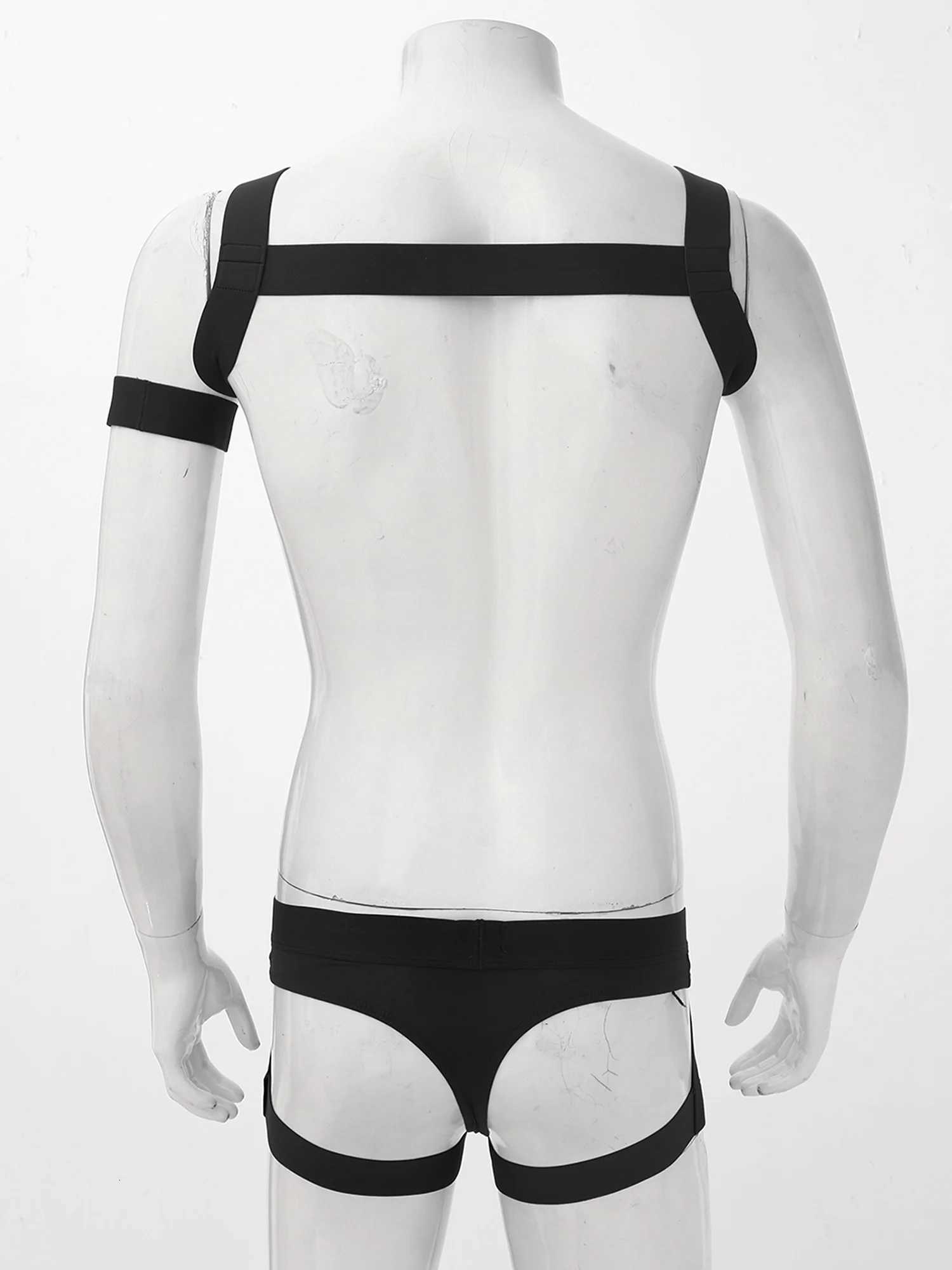 Mens 2 Piece Stretchy Body Chest Harness Garter Belt Boxer Briefs Jockstrap Underwear Athletic Supporter Suspender BodysuitW251120