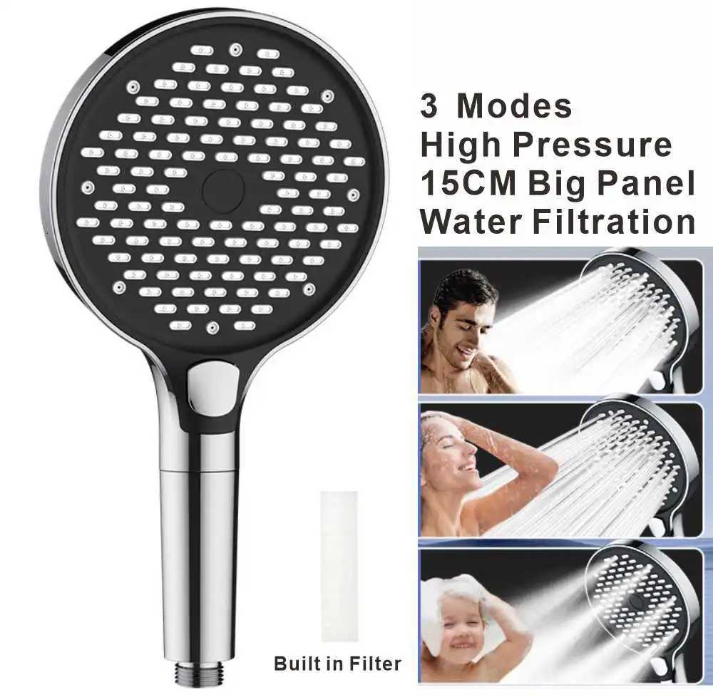 New 15CM 3 Modes Rainfall Shower Large Flow Shower Head Big Panel High Pressure Water Saving Shower Mixer Bathroom AccessoriesM251120