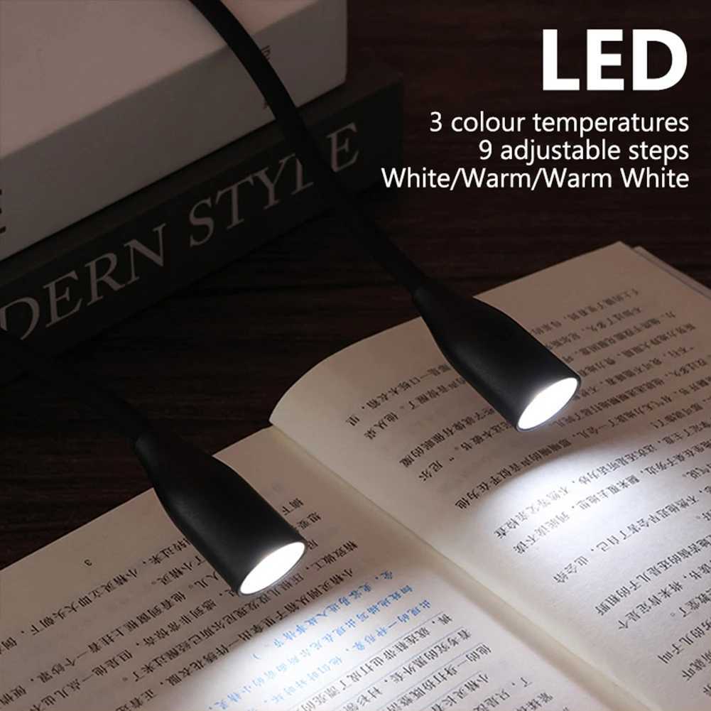 Book Light Bendable Arms Reading Lamp Adjustable Brightness LED Night Light Hands Free Flashlight for Reading Crafting Knitting M251120
