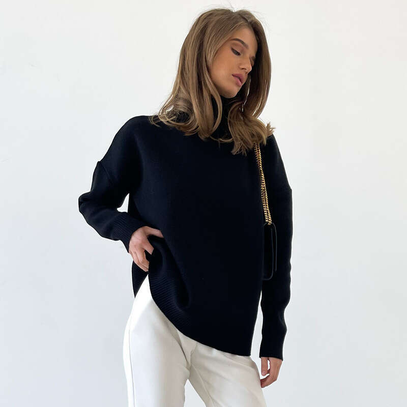 hoodie Half Knitted Autumn Winter Fashion Trend Versatile Loose And Warm Half High Neck Sweater jacket