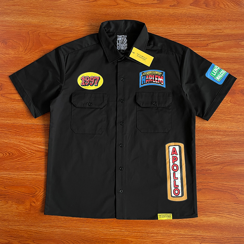 Black Shirts Men Women Print Shirt Streetwear Casual Fashion