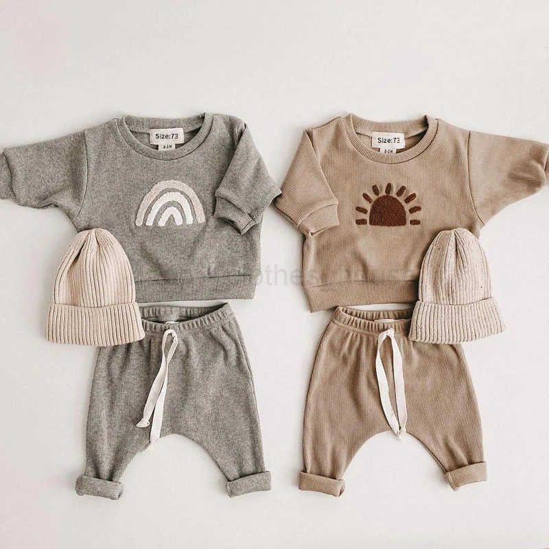 w726 Fashion Kids Clothes Set Toddler Baby Boy Girl Pattern Casual Tops + Child Loose Trousers 2pcs Baby Boy Designer Clothing Outfit