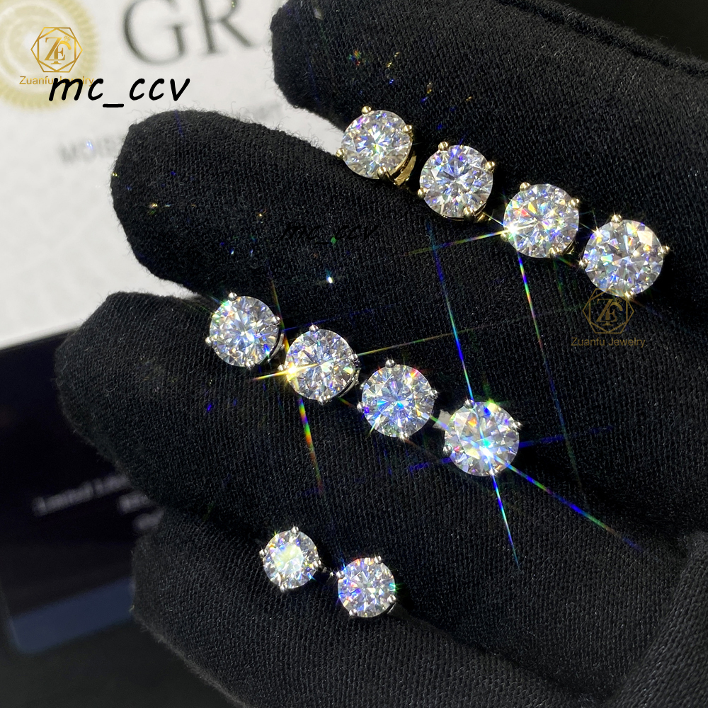 IGI Certified Lab Grown Diamond Solitaire Stud 14K 18K 9K White Yellow Solid Gold D Color VVS2 Clarity 0.50Ct-2Ct Women Earring