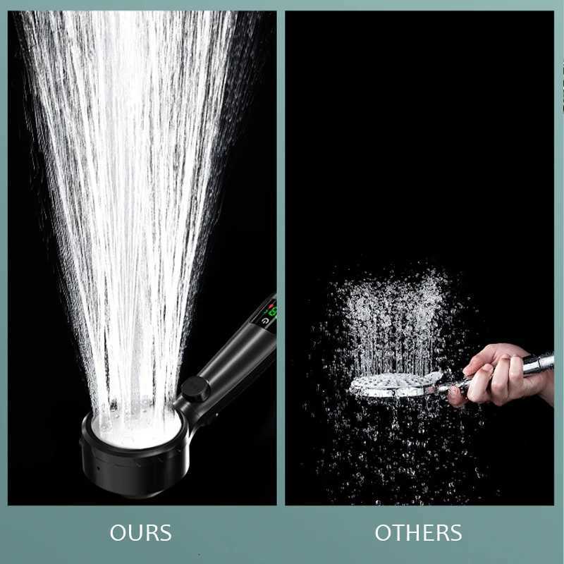 Intelligent Temperature Display LED Shower Head High Pressure 4 Modes Adjustable Rainfall Shower Water Saving Bathroom AcessoryM251120