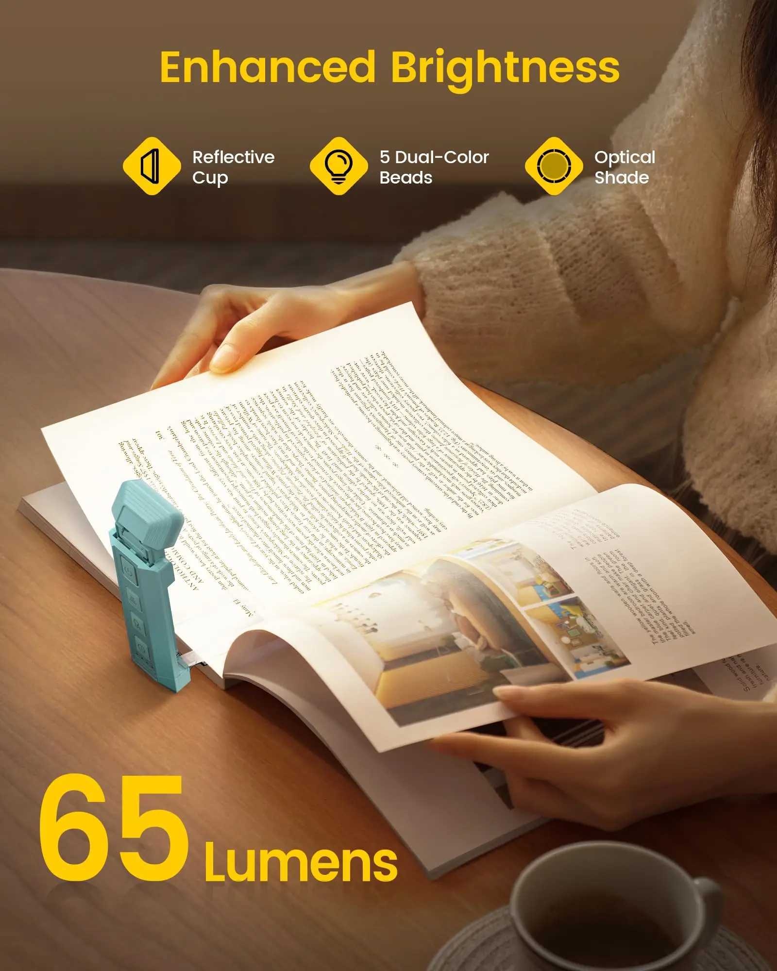 Glocusent Extendable Book Light for Reading in Bed5 Enhanced Brightness 3 Color USB Rechargeable Reading Light for Books in Bed M251120