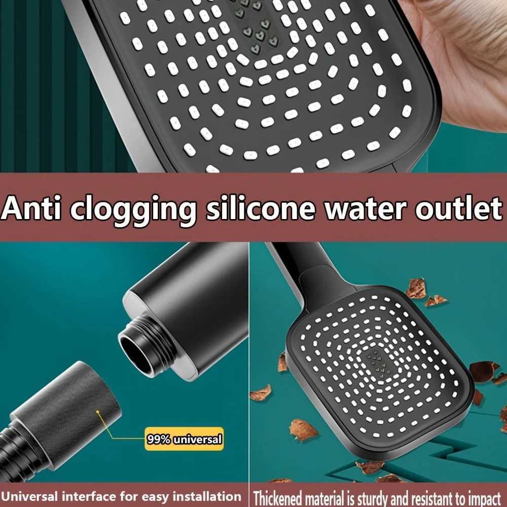 Silver Large Area Shower Spray with 3 Adjustable Modes High-pressure Water-saving Flow Shower Faucet Bathroom AccessoriesM251120