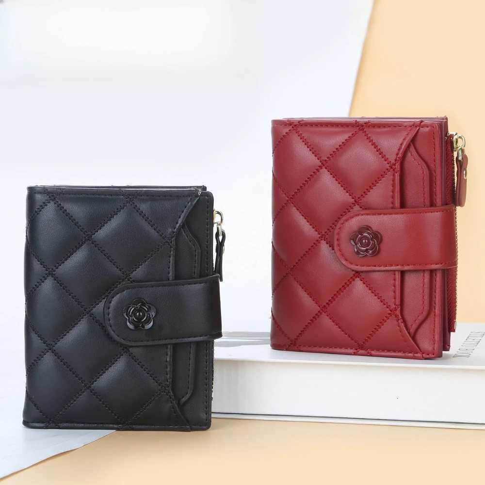 Lingge Women Wallets Short Solid Color Flower Hasp Coin Purses Female Tassel Zipper Pu Leather Credit Card Holder Clutch BagW251120