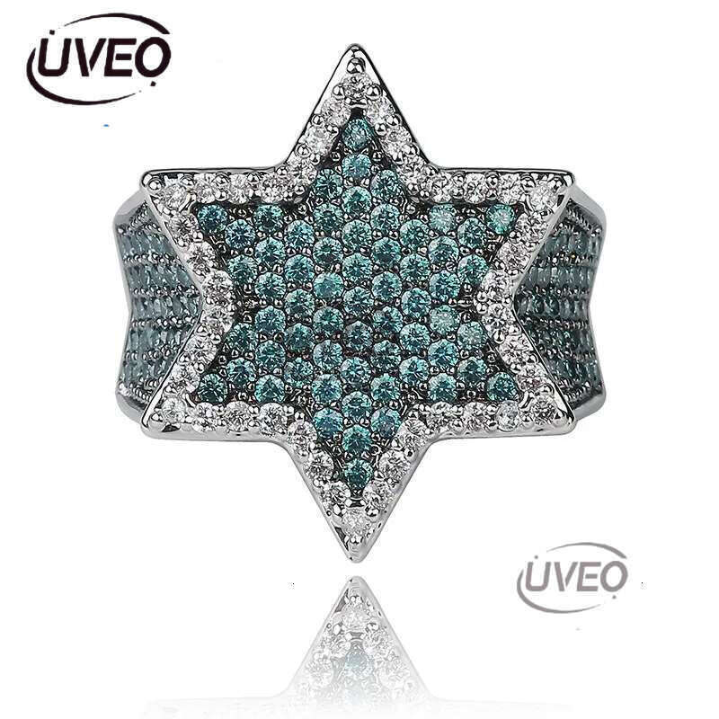 Luxury Designer Men's Ring High Quality Hexagonal Frappuccino VVS Moissanite Ring Fashion Hip Hop Ring Jewelry FREE shipping