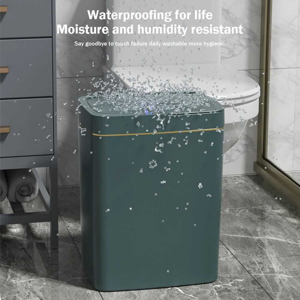 15L/18L Smart Sensor Trash Can Automatic Kicking Green White Garbage Bin for Kitchen Bathroom Home Waterproof Electric Waste Bin C251120