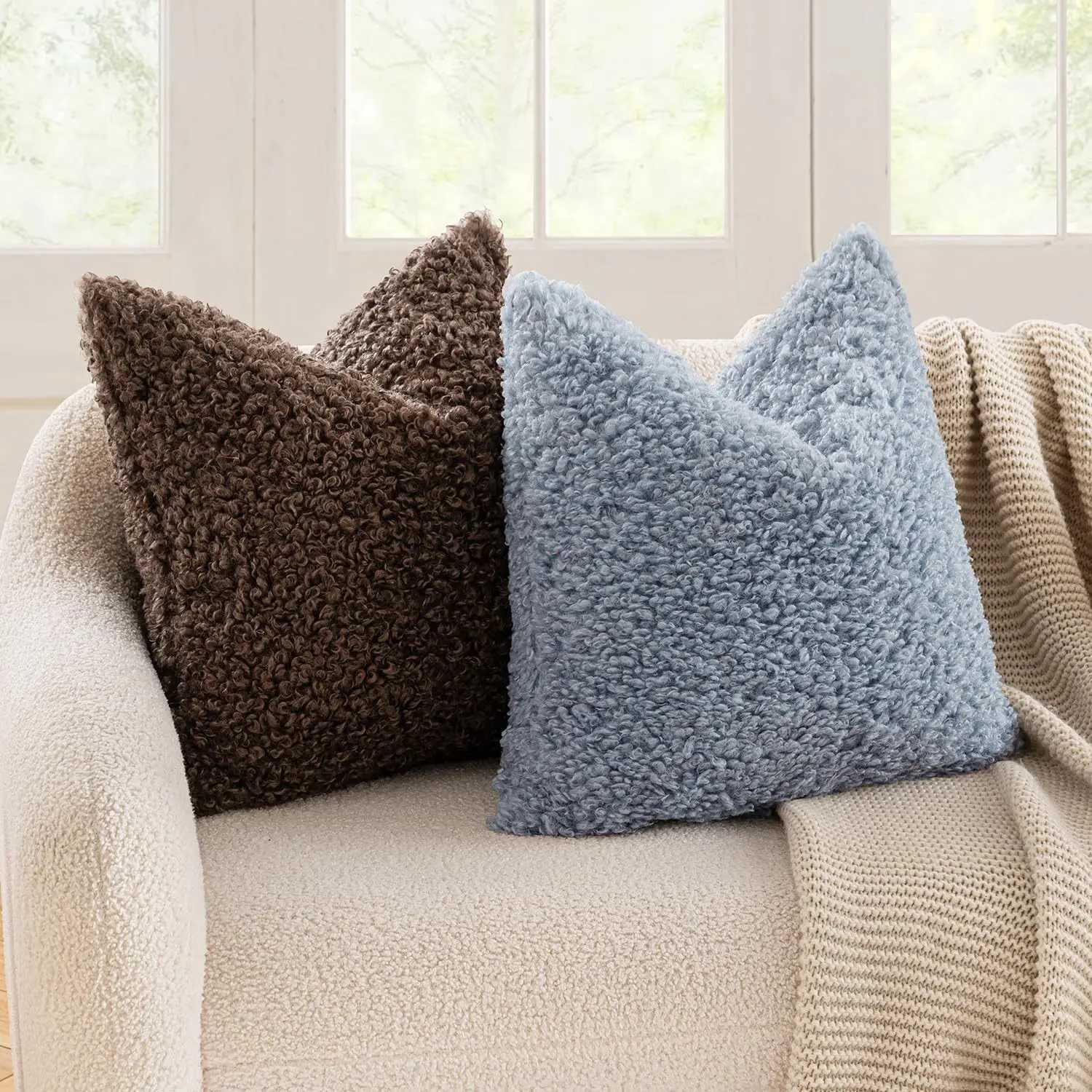 Pillow Case 2pcs Plush Teddy Velvet Lamb Wool Cover Ultra-Soft Thick Solid Color Nordic Sofa Cushion Modern Minimst Home Decor C251120