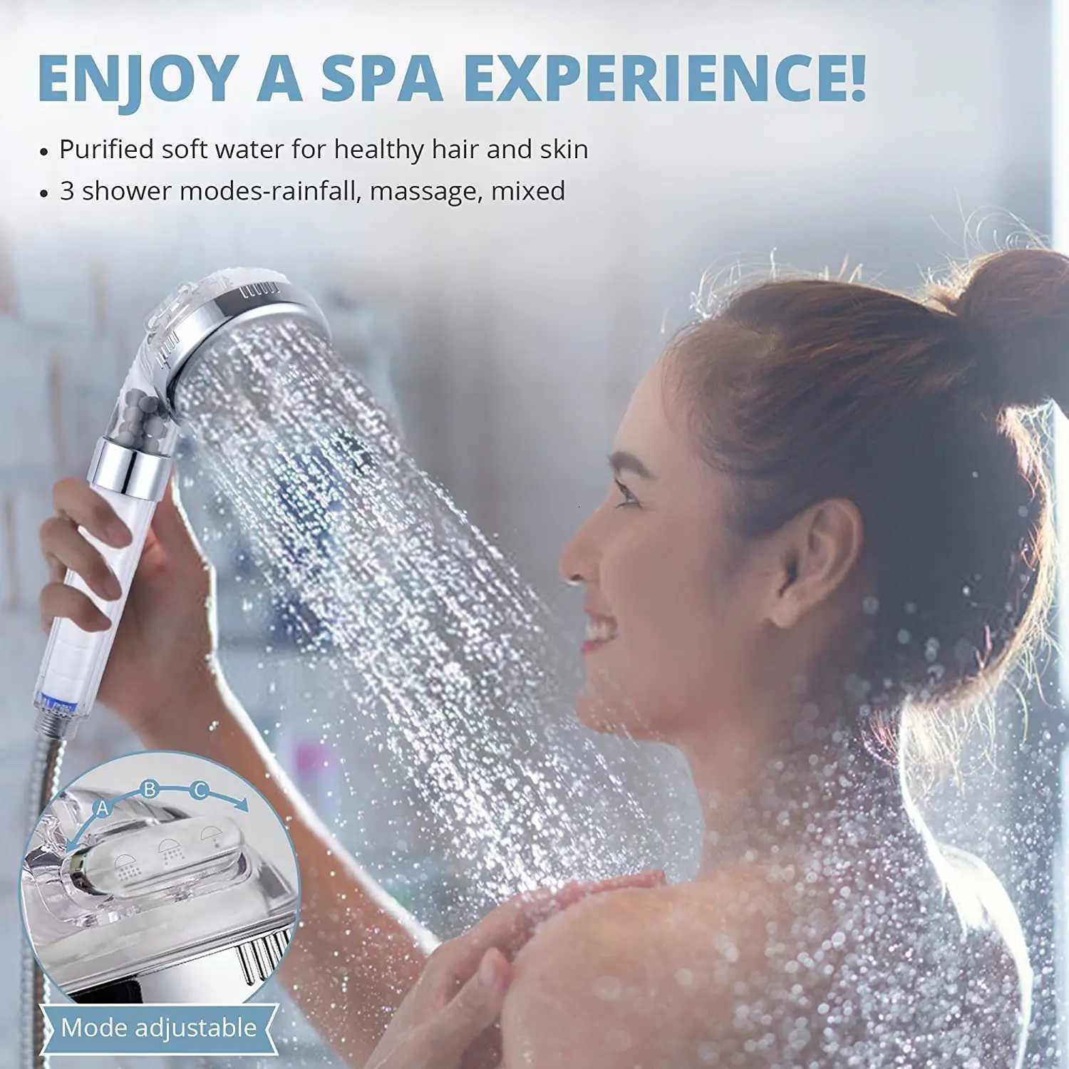 New Filtered Shower Head for Hard Water High Pressure Nozzles PP Cotton Filter Eco water Spa Shower Spray for Dry Hair SkinM251120