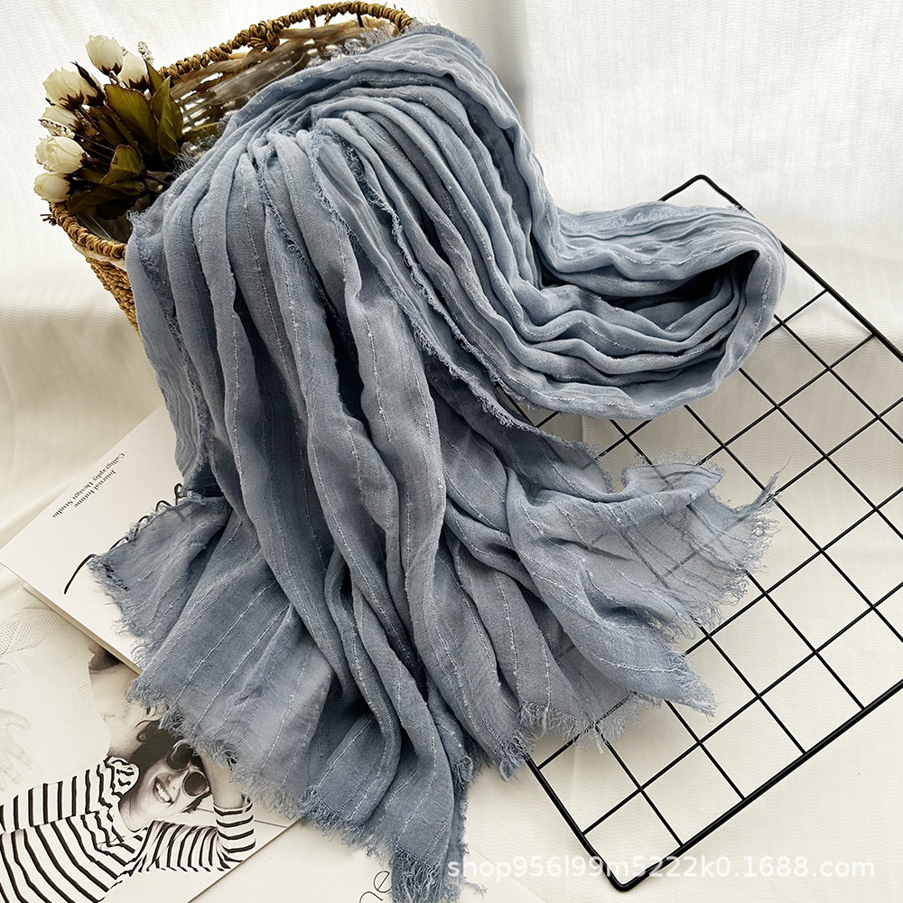 K458 2025 new spring and summer scarf women's thin medium-length scarf literary retro cotton scarf Southeast Asia cross-border
