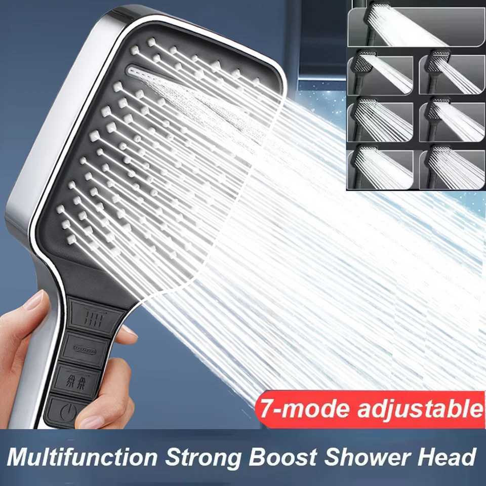 Upgraded 7 Modes Large Flow Shower Head Adjustable One Key Stop High-pressure Water-saving Showerheads Bathroom AccessoriesM251120