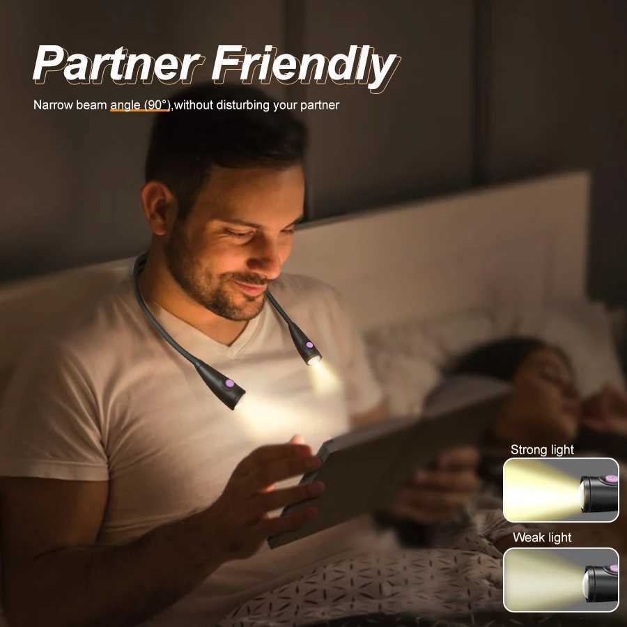 LED Neck Reading Light Bedside Reading Lamp for Dorms Multi-Color Options for Students and Night Readers M251120
