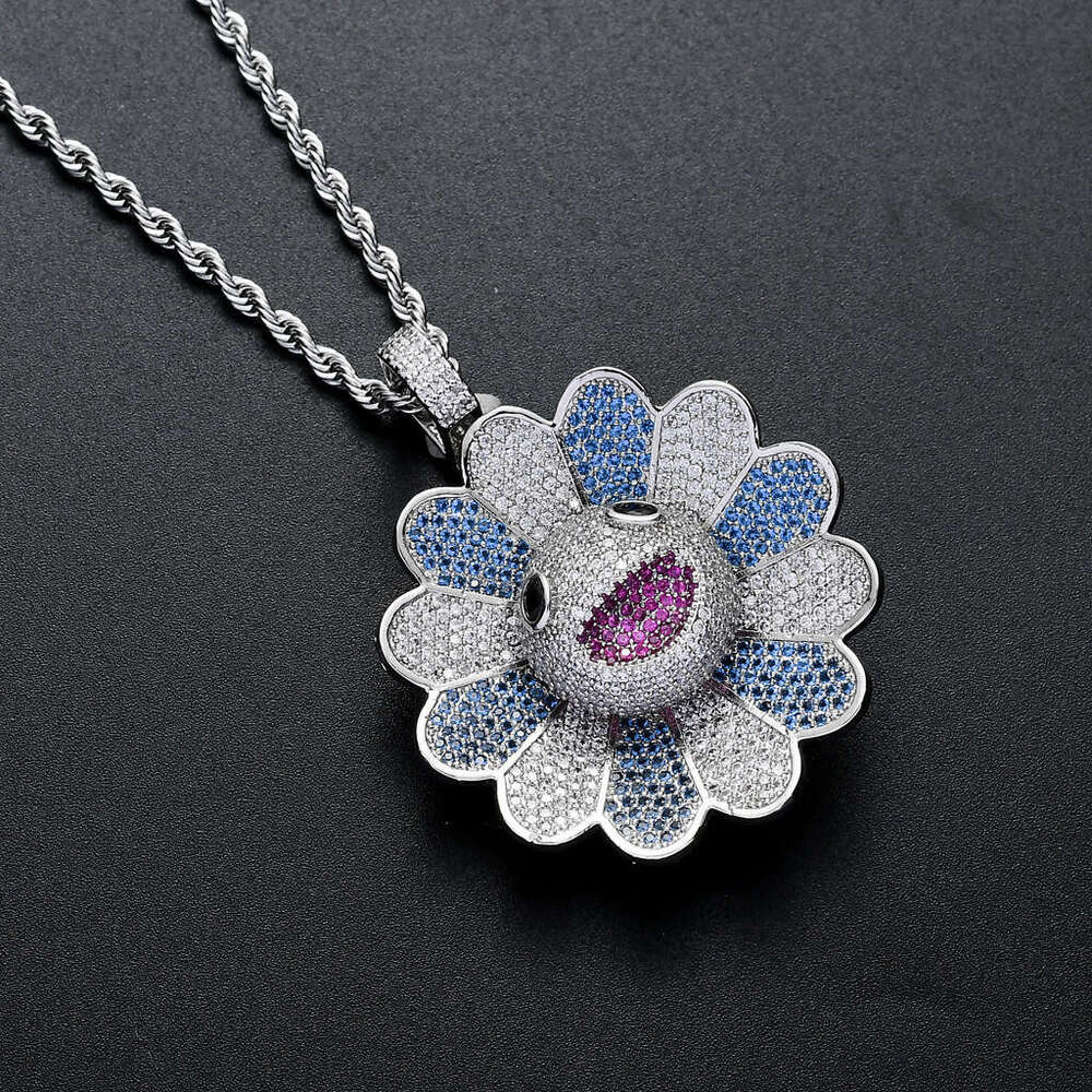 Luxury Designer Rainbow Water Necklace Miniature Inset Sterling Silver Ice Out VVS Moissanite Hip Hop Full Diameter Rotating Pendant FREE shipping