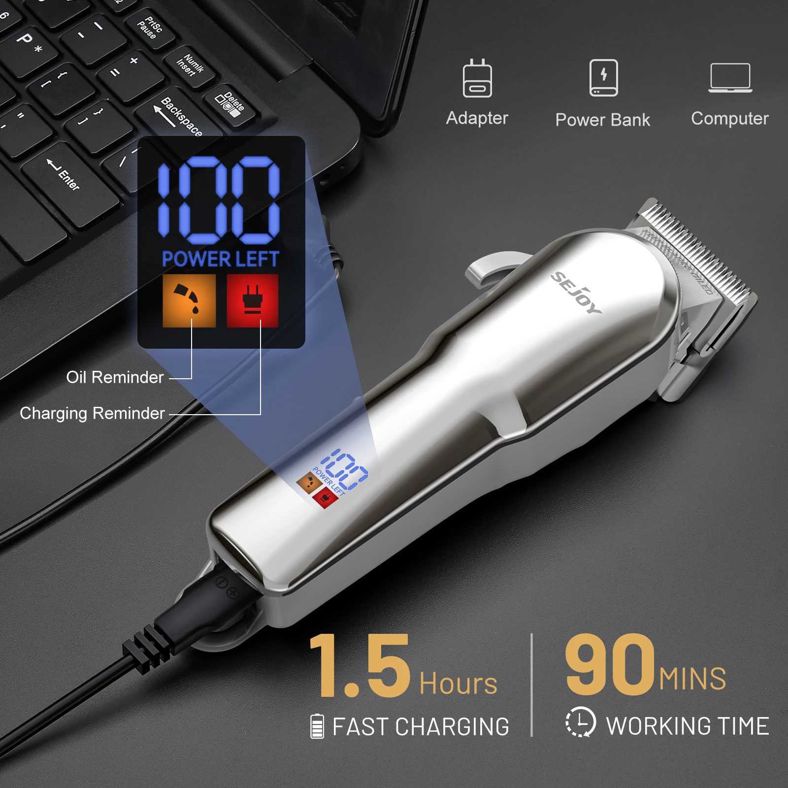 Sejoy Professional Hair Cutting Machine Hair Cutting Kit Cordless Barber Clipper Set with LED Display Hair Clippers for MenT251120