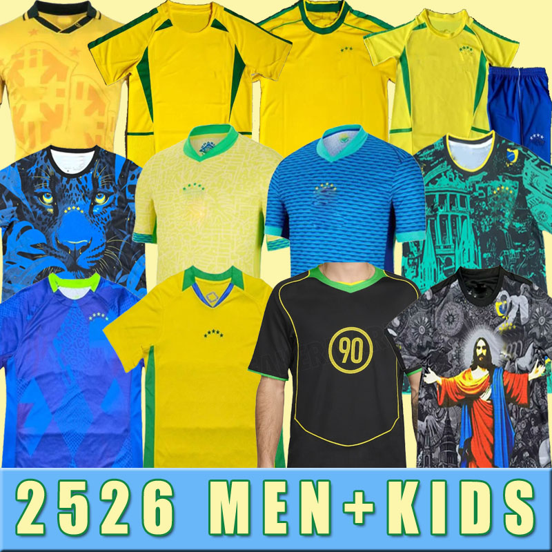 2024 2026 S-4XL RETRO 98 02 BRAZILS Soccer Jerseys Camiseta De Futbol PAQUETA Football Shirt Maillots MARQUINHOS VINI JR home away RICHARLISON MEN KIDS NEYMAR