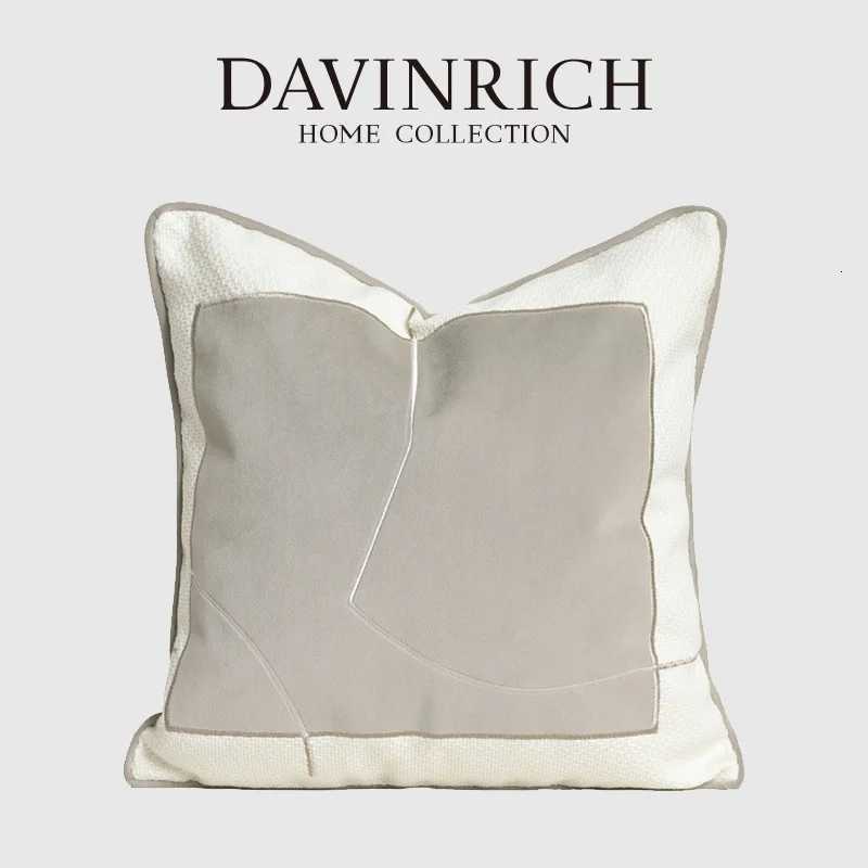 Pillow Case DAVINRICH Cappuccino Tone Modern Luxury case Designer Geometry Embroidery Furniture Cushion Cover 45x45cm Cream Khaki Gray C251120