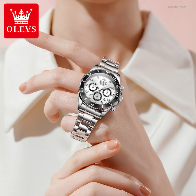 OLEVS Designer Women's Steel Band Multi-functional Green Submariner Quartz Watch Women's Hand Luxury Watch Free Delivery Wholesale