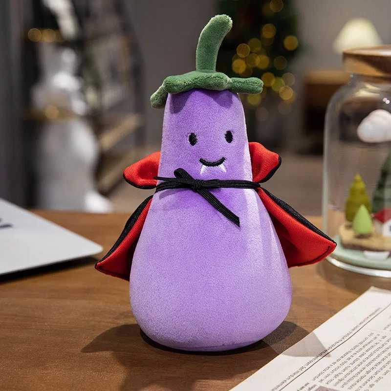 Creative Pumpkin Bear Plush Toys Soft Black Rabbit Hold Pumpkin Earphone Cloak Eggplant Stuffed Doll Halloween Trick Or Treat G251120