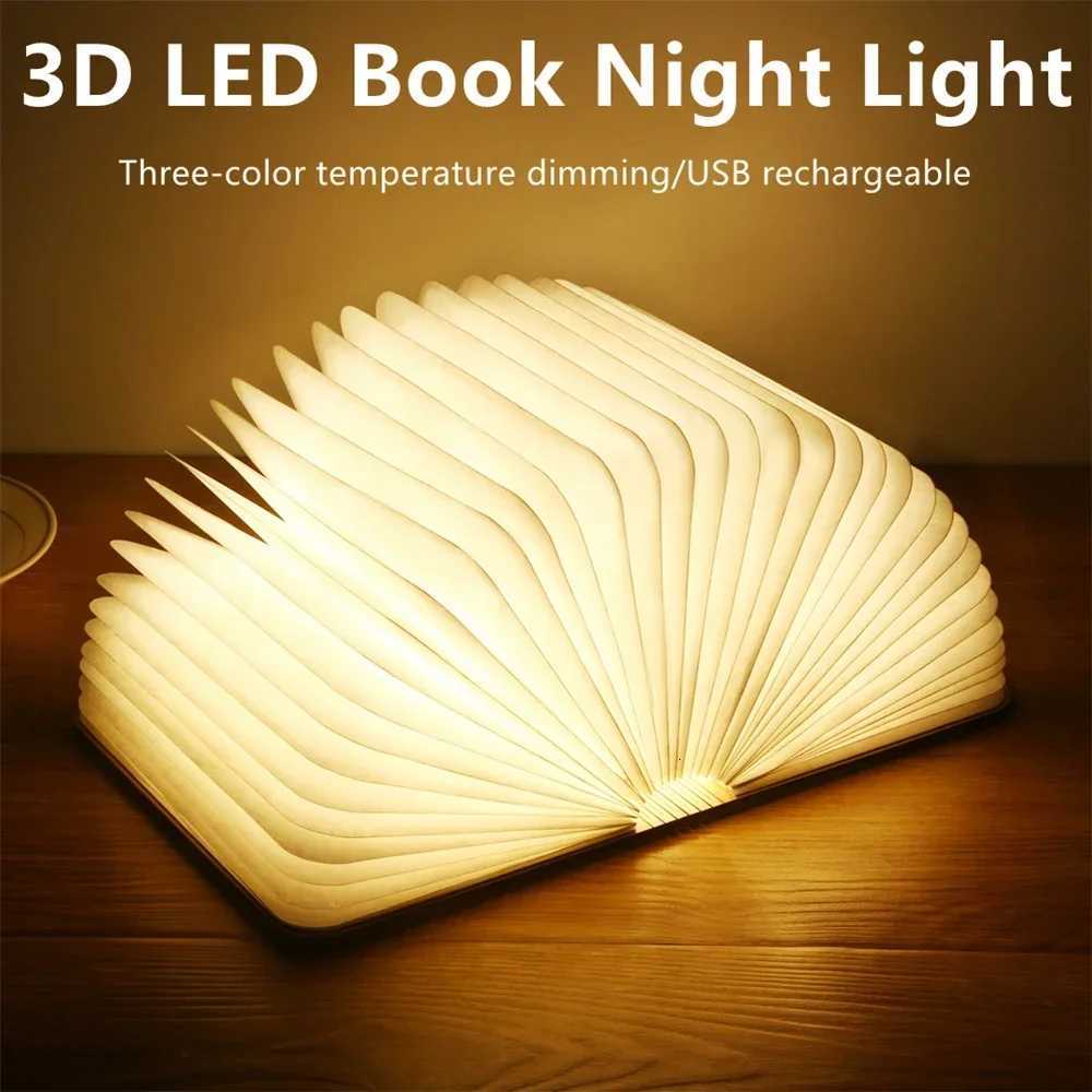 3D LED Book Light USB Rechargeable Night Light 3 Colors Foldable Table Lamp LED Magnetic Lamp Portable Desk Lighting M251120