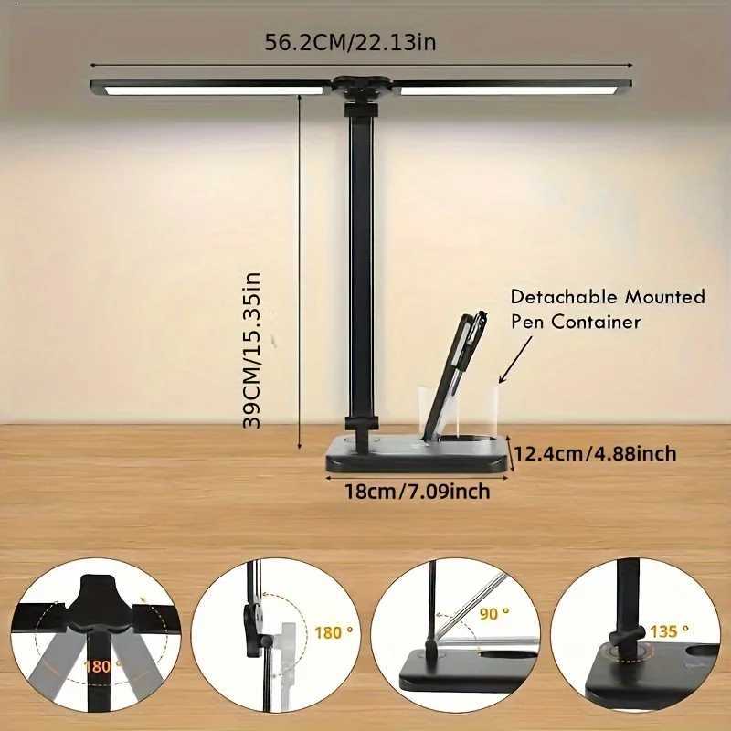 Dual Swing- Table Lamp LED Desk Lamp Dimmable Adjustable Reading Light for Home Office Bedroom Study and Craft M251120