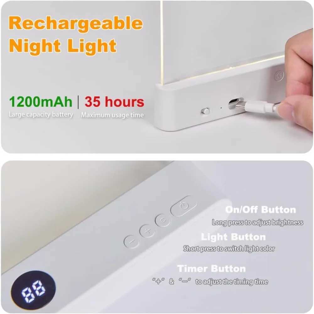 LED Flat Panel Book Light USB Charging Eye Protection Night Vision Reading Lamp for Students Indoor Use 2 in 1 Night Lights M251120