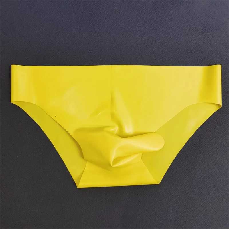 Mens Sexy Latex Underpants Seamless Sheath Briefs See-Through Sissy Couple Low Waist Panties Erotic Rubber Tight Safety PantiesW251120