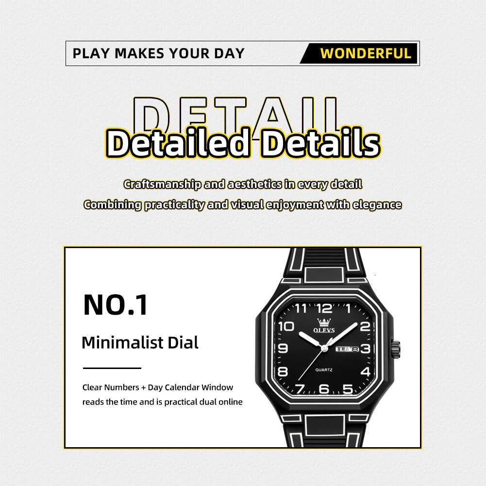 OLEVS Designer Men's Watches Silicone Straps Double Calendar Quartz Watches Luminous Men's Watches Luxury Watches Free Delivery And Wholesal