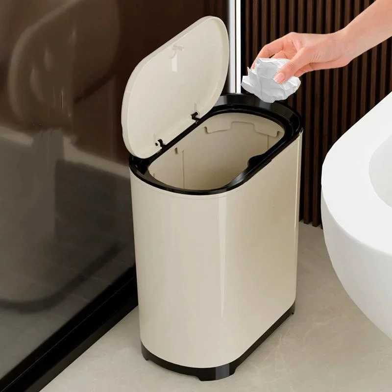 Press-Type Trash Can for Living Room and Kitchen Hand-Pressed Trash Can for Bathroom Narrow-Type Trash Can with Lid C251120