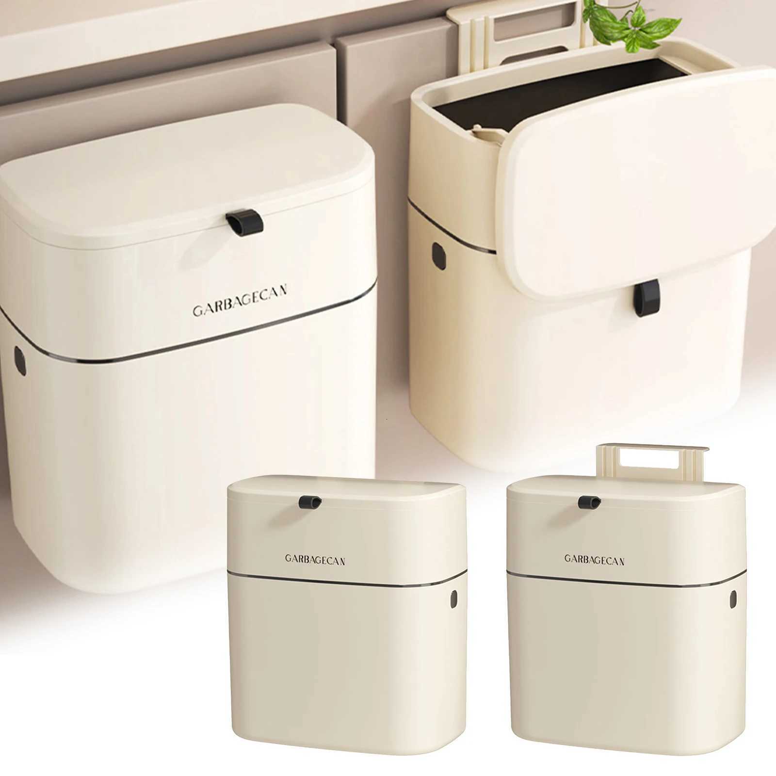 High end household non perforated garbage bin light luxury kitchen door seam hanging wall garbage bin C251120