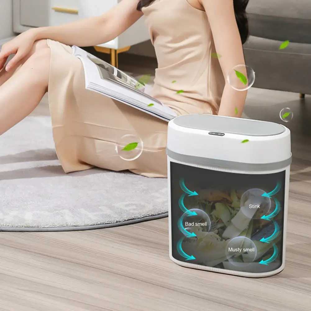 12L Smart Sensor Touchless Automatic Closing Trash Can Battery Powered for Kitchen Bathroom House Office C251120