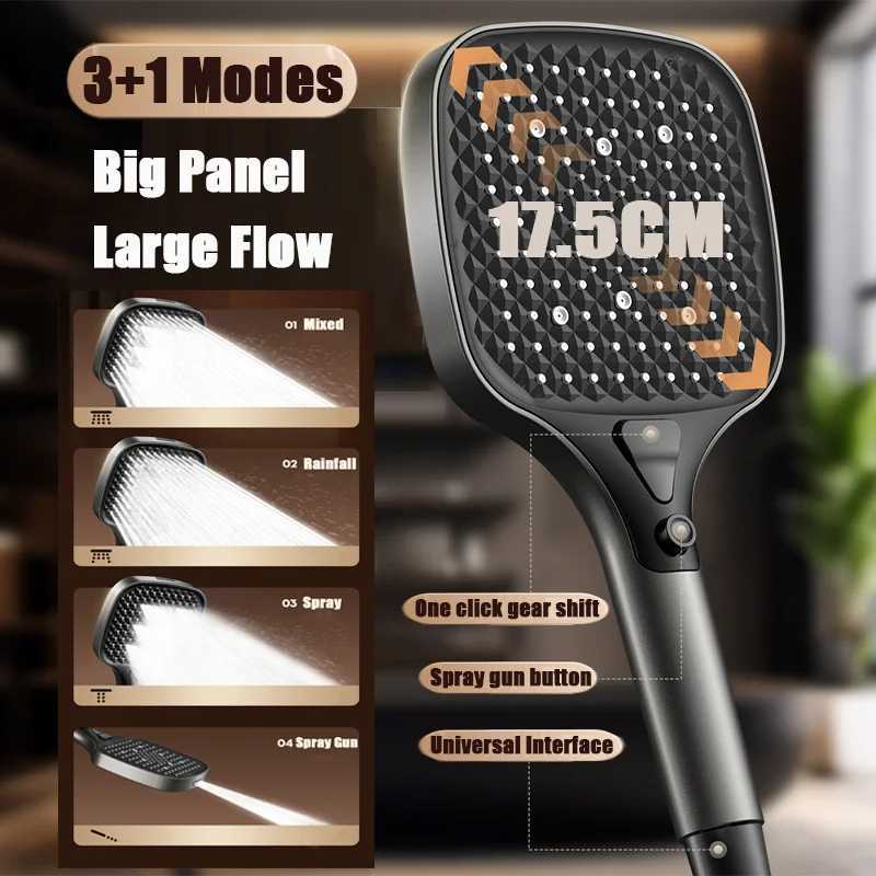 Upgraded Square 15CM Big Panel Large Flow Shower Head 31 Modes Adjustable Showerhead High-pressure Water-saving Handheld ShowerM251120