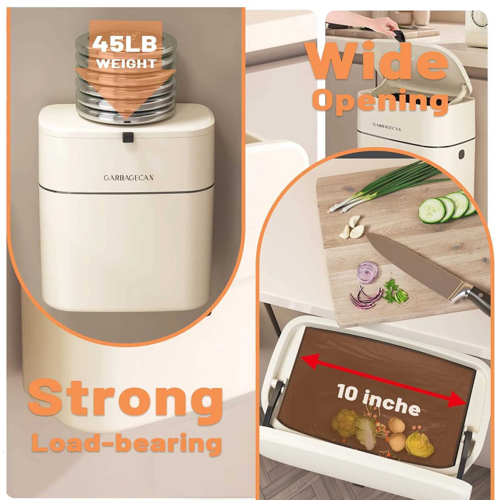 High end household non perforated garbage bin light luxury kitchen door seam hanging wall garbage bin C251120