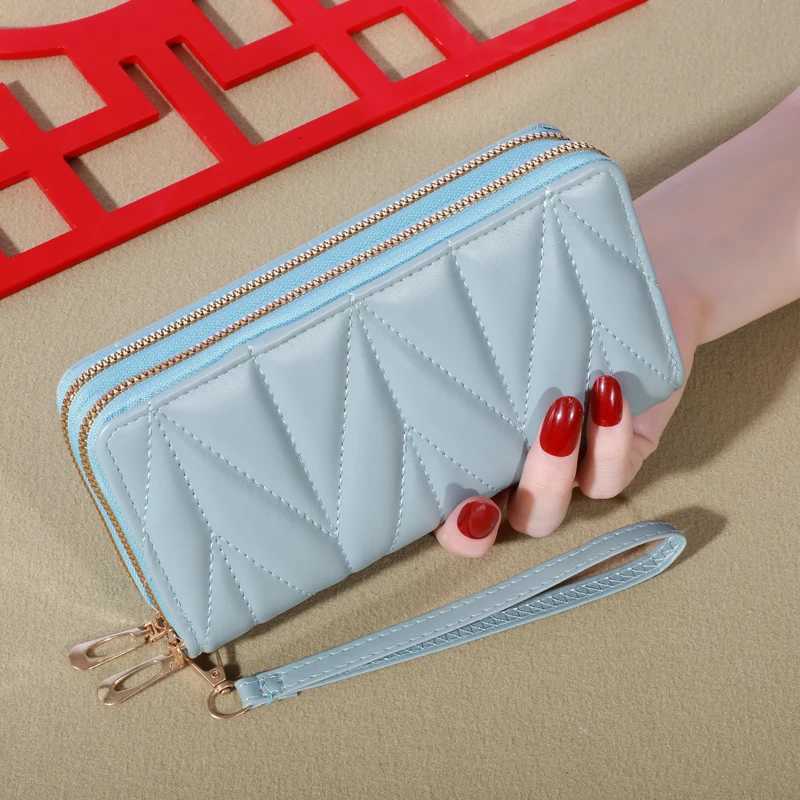 Simple Large-capacity Long Wallet Solid Color Zipper Coin Purse Valentines Day Clutch Bag With WristbandW251120