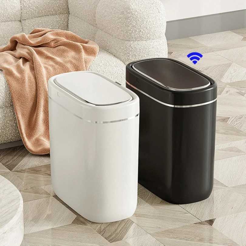 7/9L Narrow Smart Sensor Trash Can Automatic Wastebasket With Lid Desktop Trash Can Waterproof Toilet Dustbin Wastebasket C251120