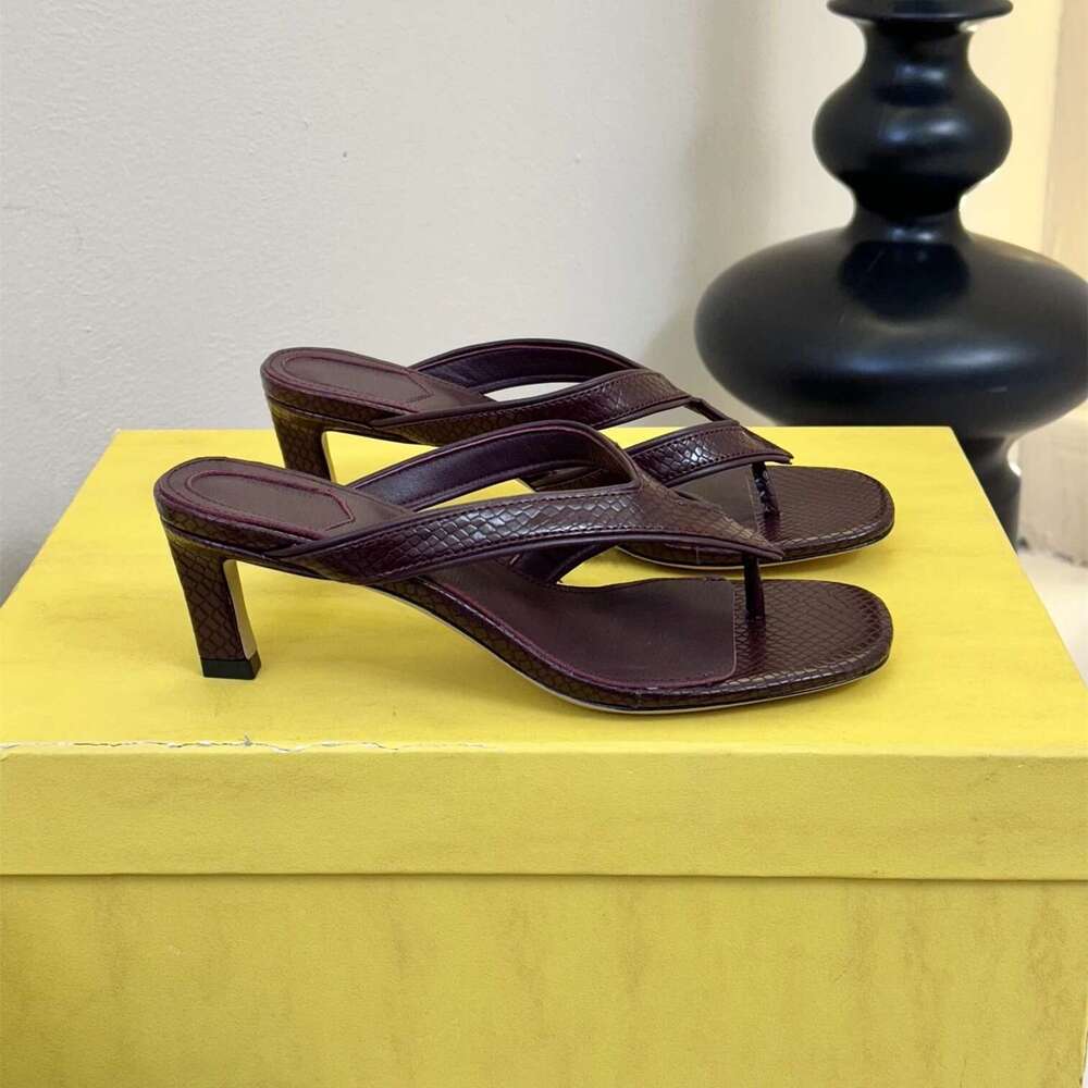 New Women Size34-42 Genuine Leather Flip-ps Med Heels Slippers Summer Slides Leisure Designer Shoes atillas De Mujer