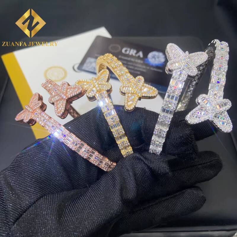 New Designs VVS1 Moissanite Butterfly Bracelet 925 Silver Pass Diamond Tester Iced Out Moissanite Womens Bracelet with GRA