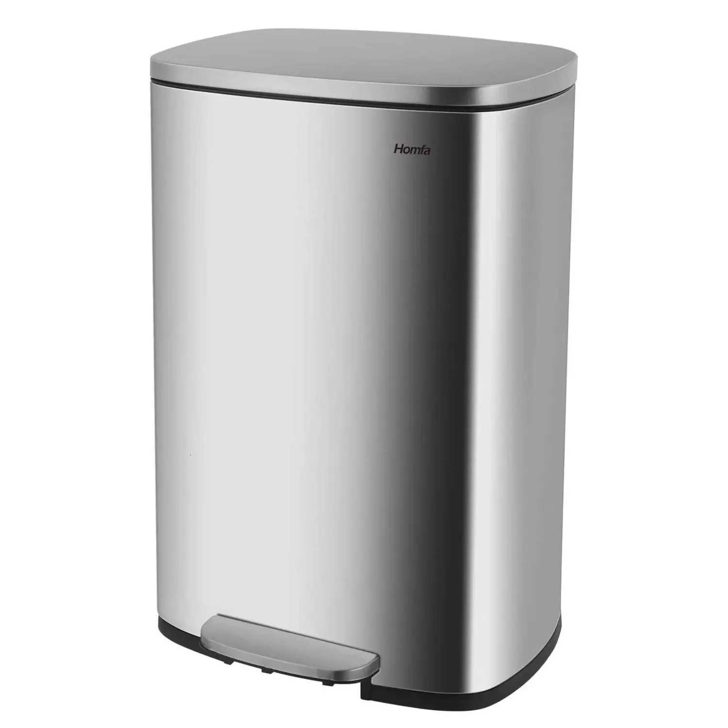 Step Kitchen Trash Can Stainless Steel 50 Liter Trashcan for Home Office Bedroom Garage Living Room Bathroom C251120